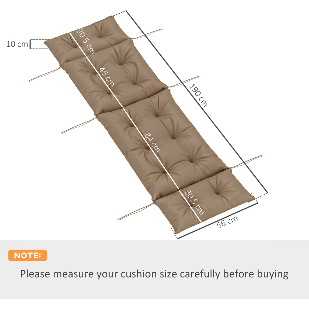 Outsunny Khaki Sun Lounger Cushion 190 x 56cm Image 7