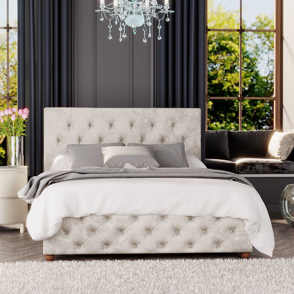Laurence Llewelyn-Bowen Luna King Size Pearl Mirazzi Velvet Ottoman Bed Image 1