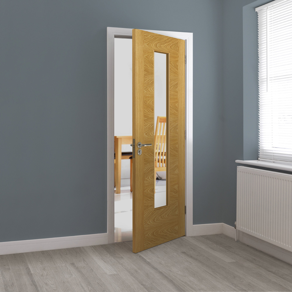JB Kind Ostria Contemporary Flush Oak Glazed Internal Door 1981 x 686mm Image 2