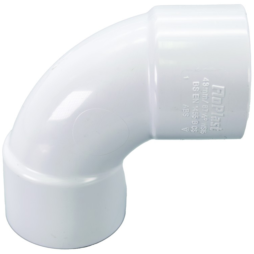 FloPlast Solvent Weld Waste 92.5 Degree Swept Bend White 40mm Image 3