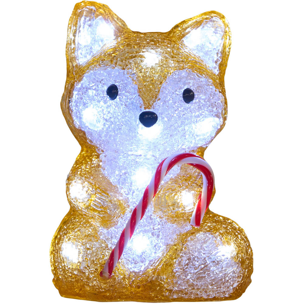 LED Festive Acrylic Fox - Orange and White Image 2