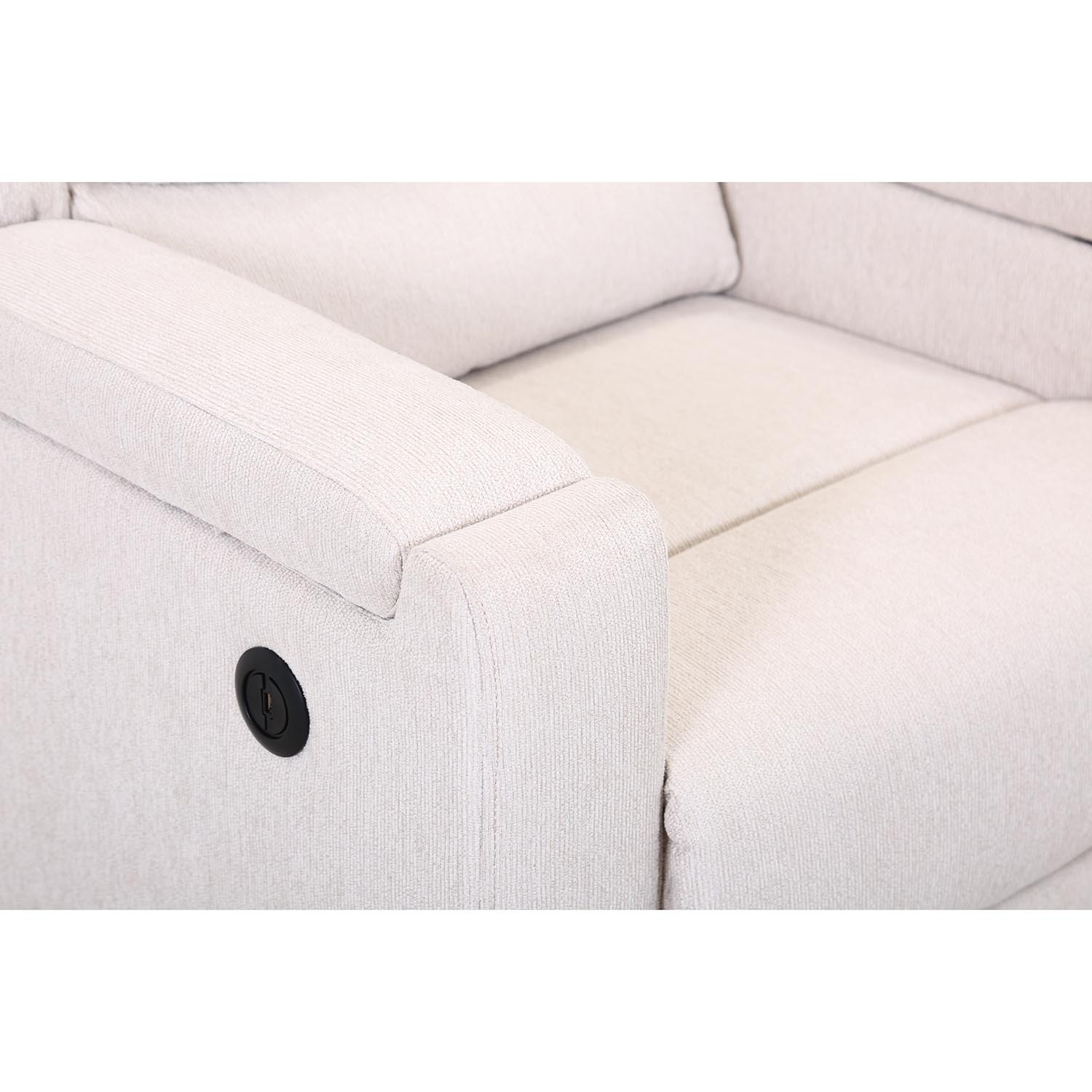 Heritage Ivory Fabric Manual Recliner Chair with Footrest Image 13