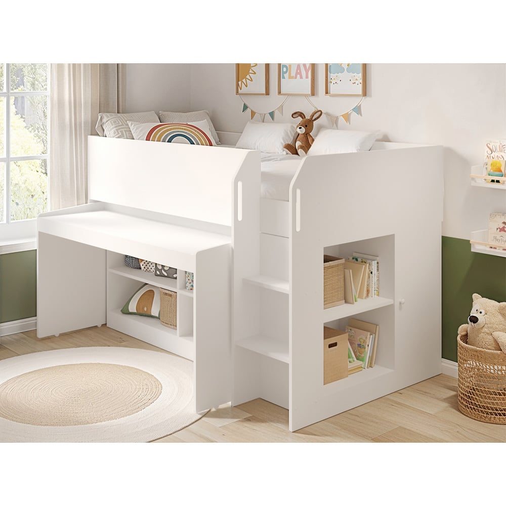 Flair Aiden Single White Cabin Bed Mid Sleeper Image 5
