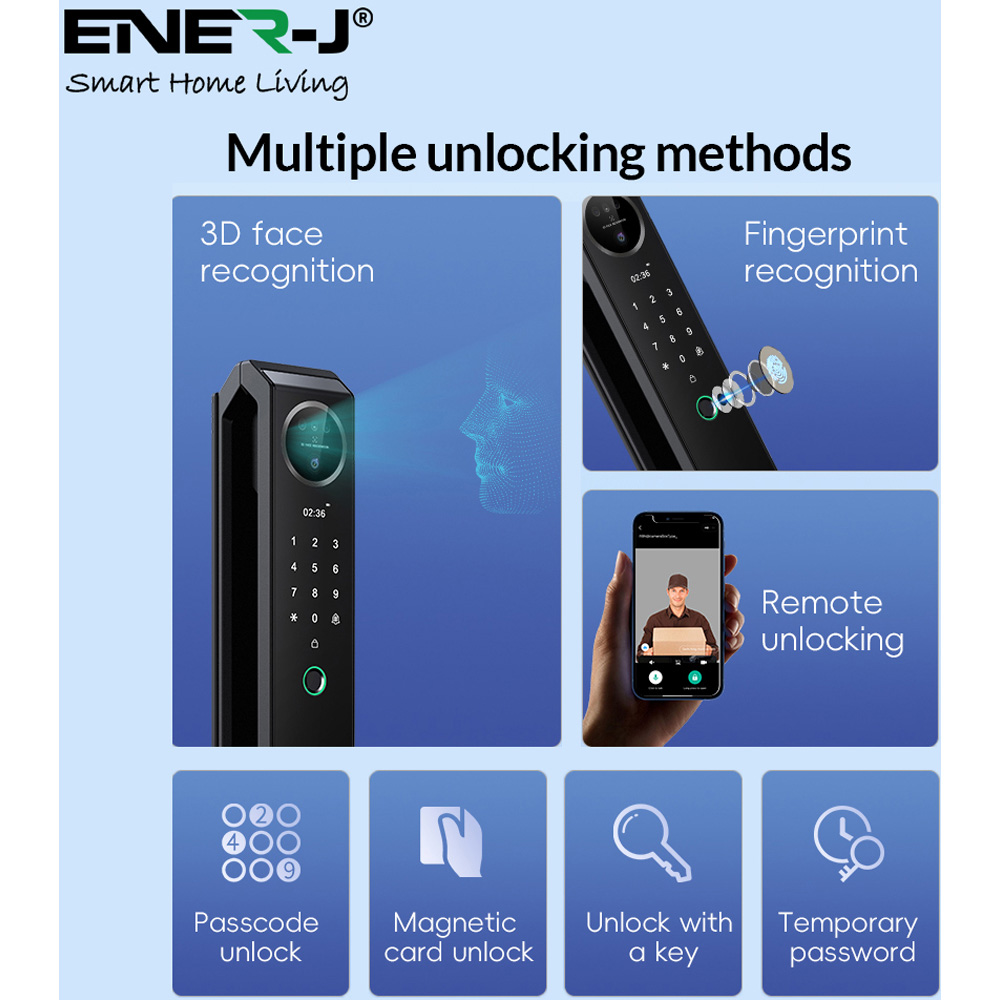 ENER-J 7-in-1 Black Aluminium Alloy Smart Door Lock Image 4