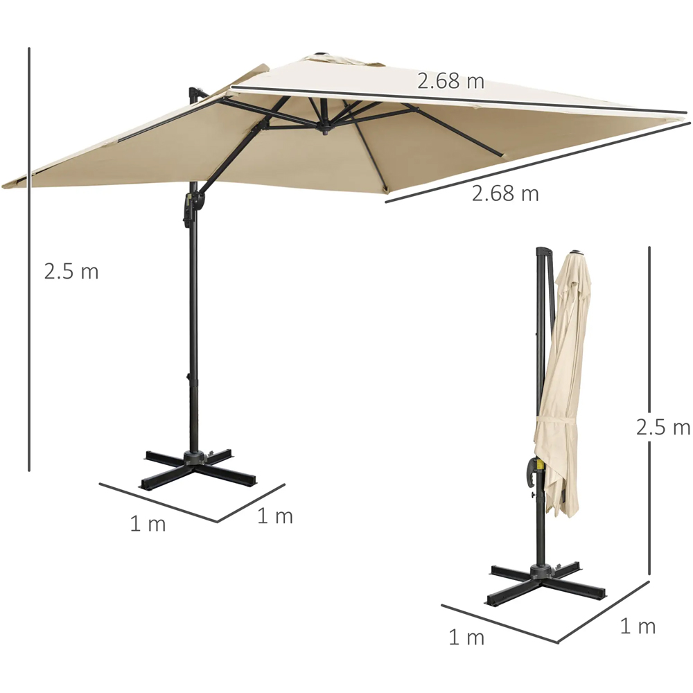 Outsunny Cream Cantilever Garden Parasol with Cross Base 2.7m Image 8