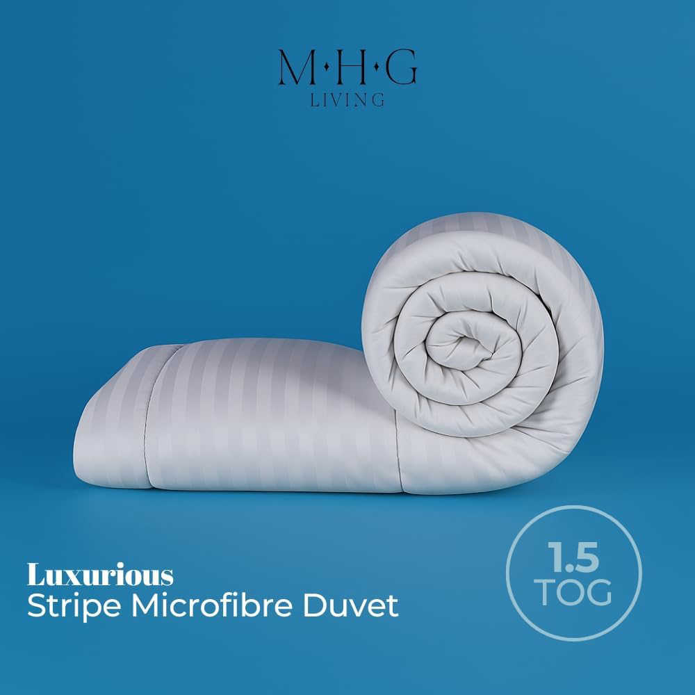 MHG Living Super King Size White Striped Summer Lightweight Hollowfibre Duvet 1.5 Tog Image 5