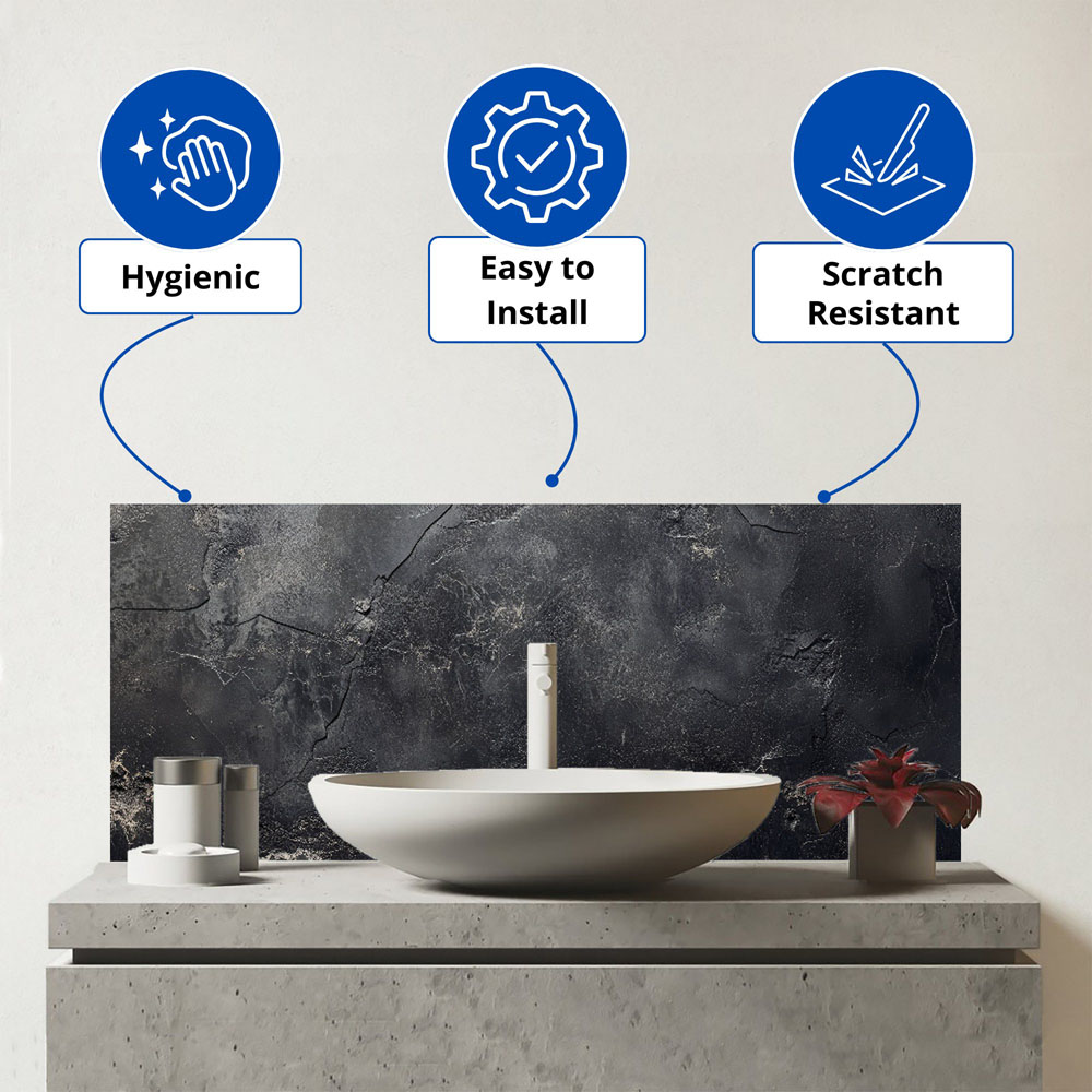 Warren Reed Designer Dark Concrete Effect Bathroom Splashback 25 x 60cm Image 3