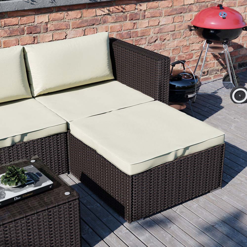 Garden Vida Hampton 4 Seater Brown Rattan Corner Lounge Set Image 4