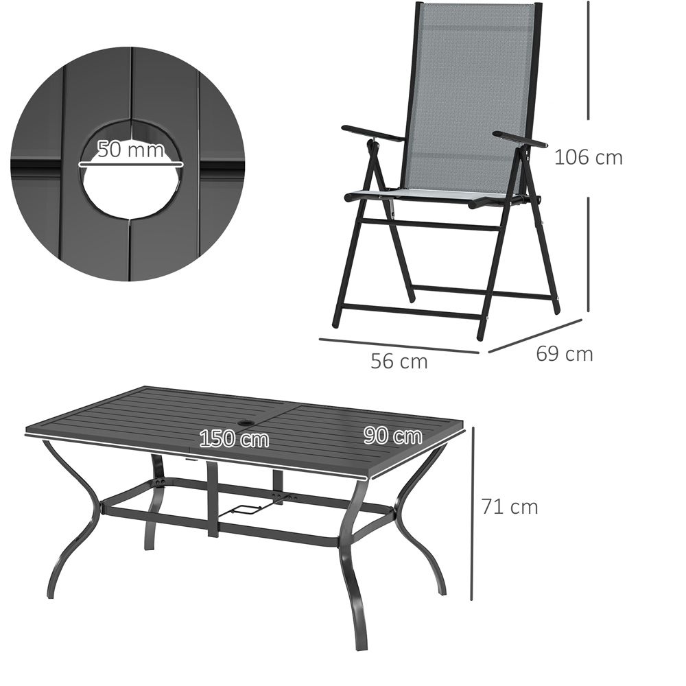 Outsunny 6 Seater Garden Dining Set Grey Image 8