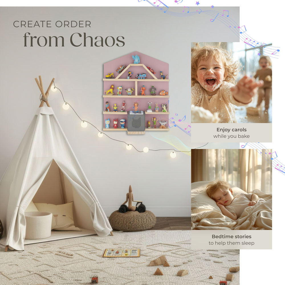 tectake Mylittle Story Pink House Design Wall Mounted Floating Shelf Image 7