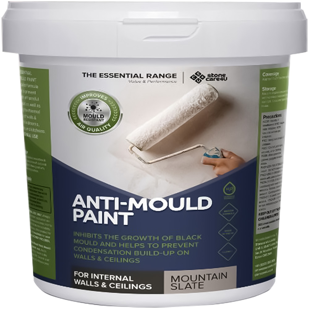 StoneCare4U Essential Walls & Ceilings Mountain Slate Matt Anti Mould Paint 5L Image 2