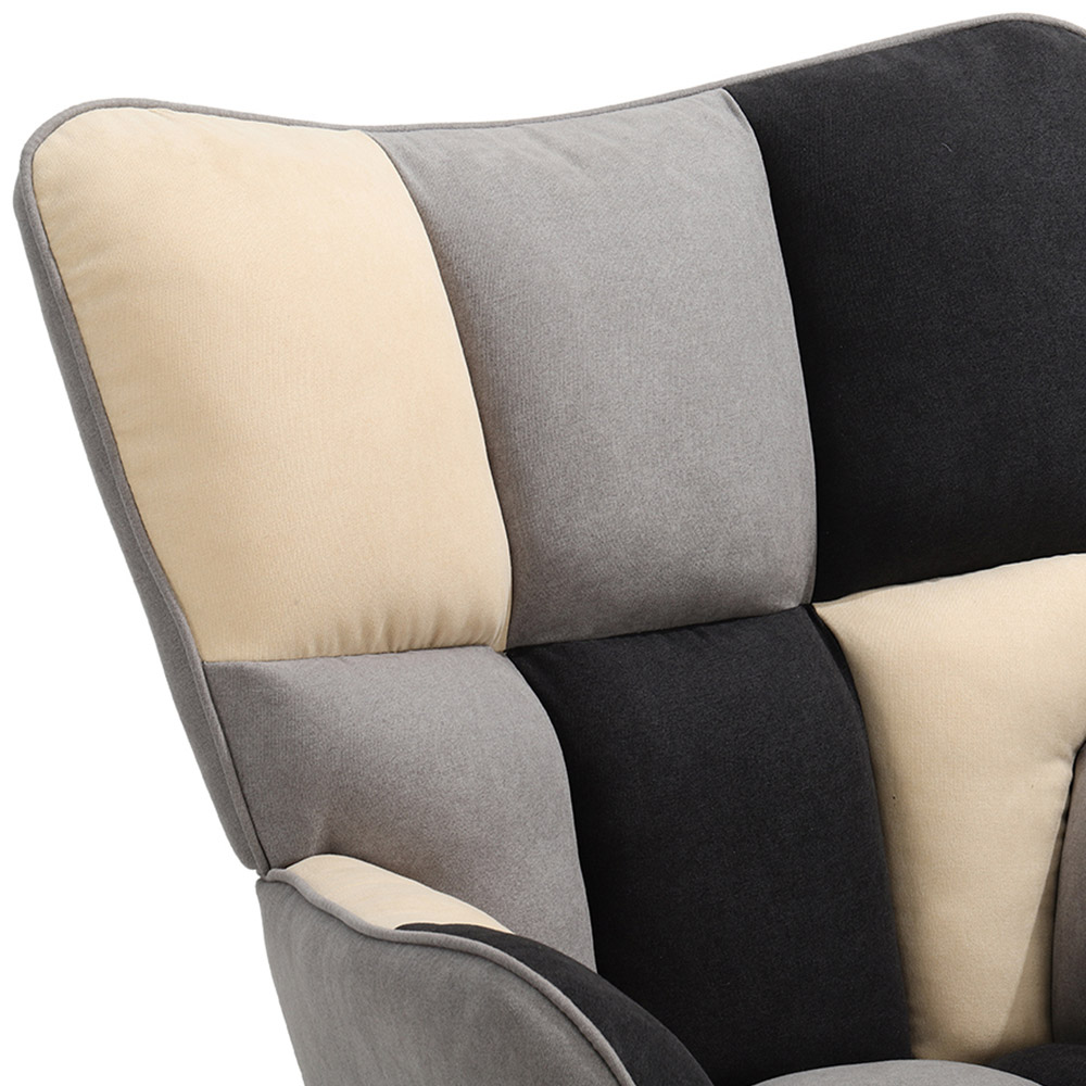 Living and Home Tufted Linen Upholstered Rocking Chair Image 3