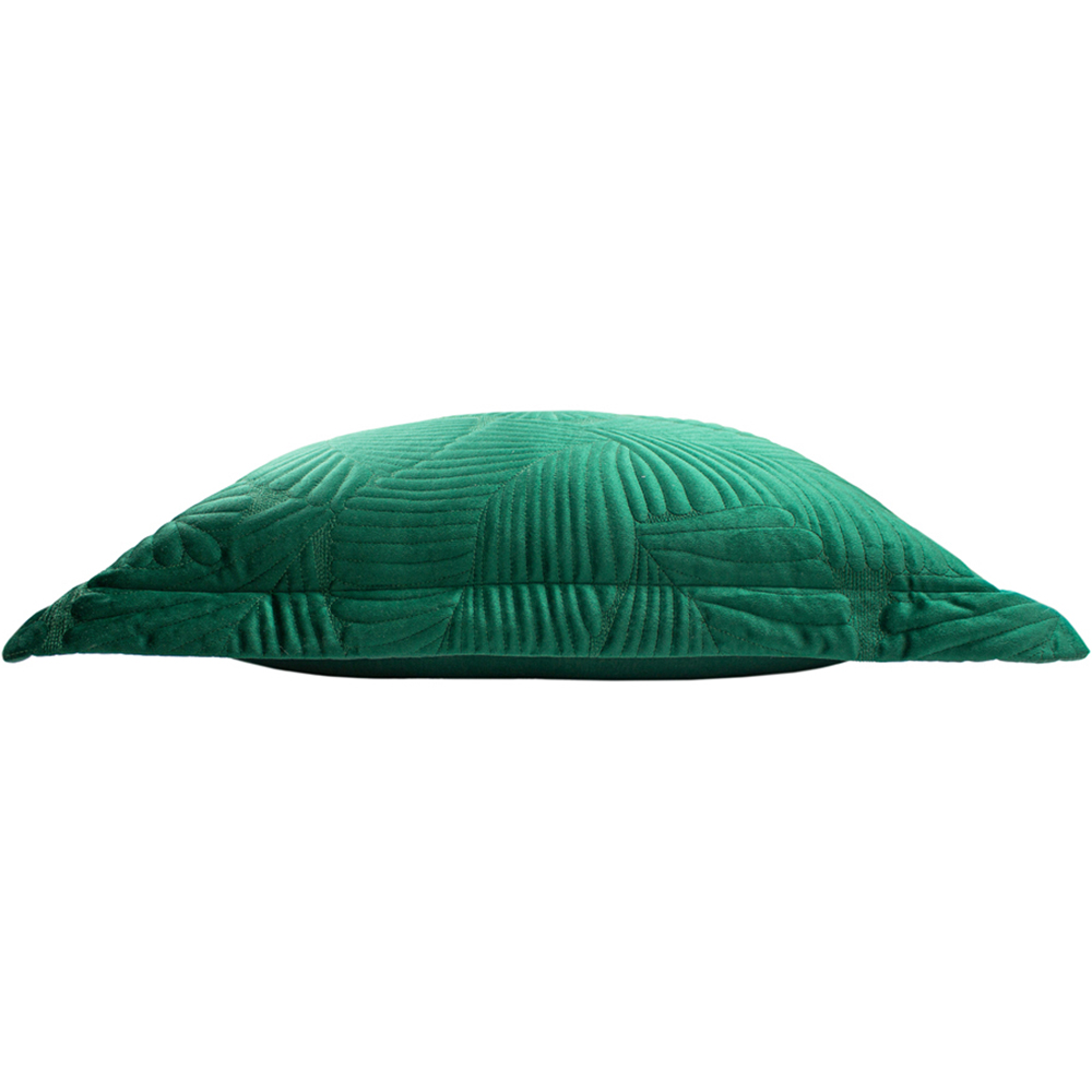 Paoletti Palmeria Emerald Quilted Velvet Cushion Image 3