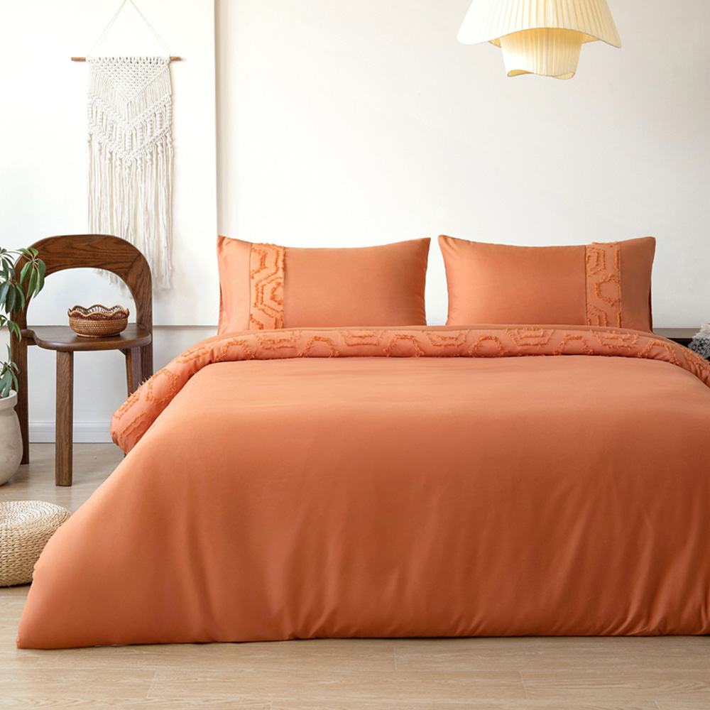 Velosso Hex Single Spice Tufted Duvet Set Image 1