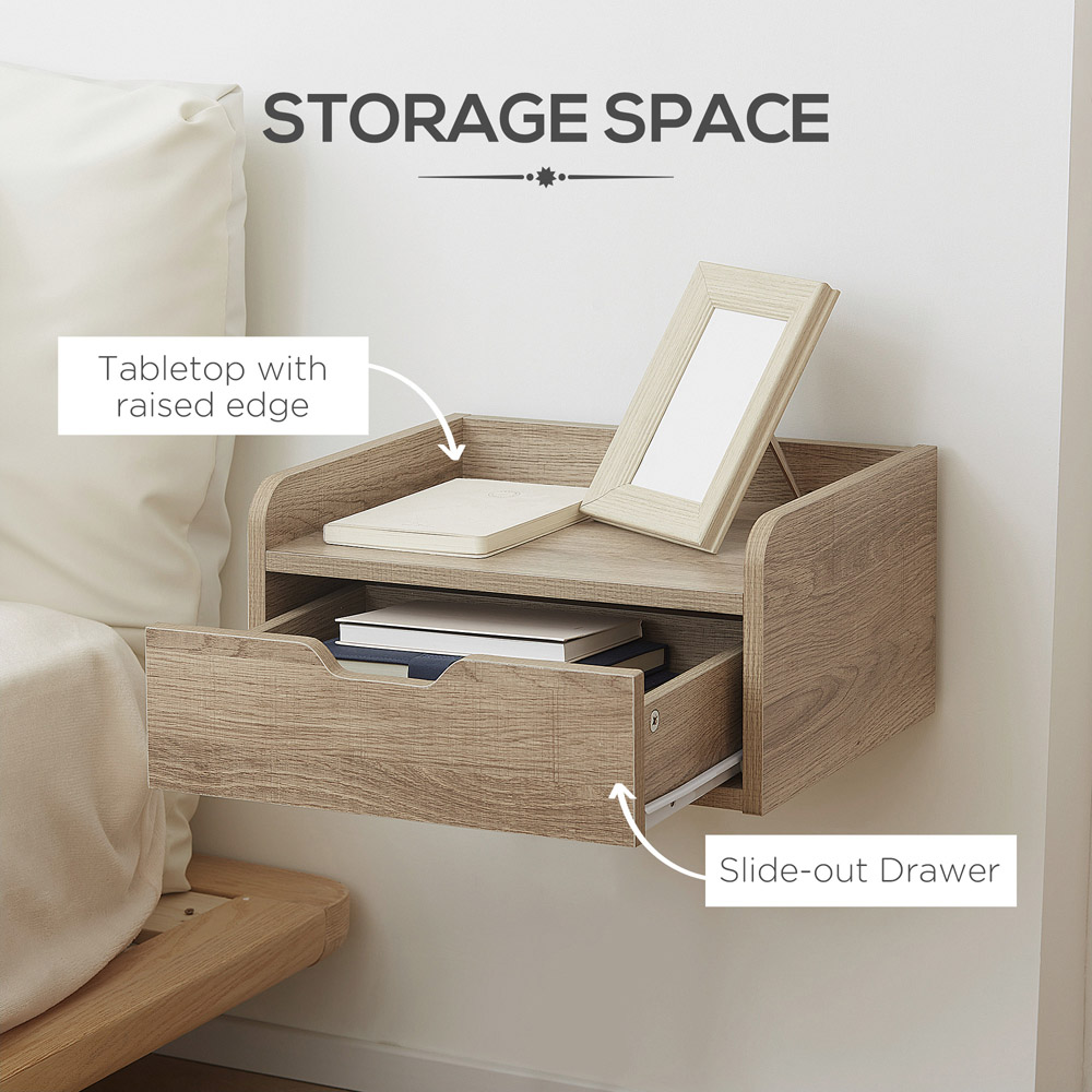 Portland Single Drawer Natural Floating Bedside Table Set of 2 Image 8