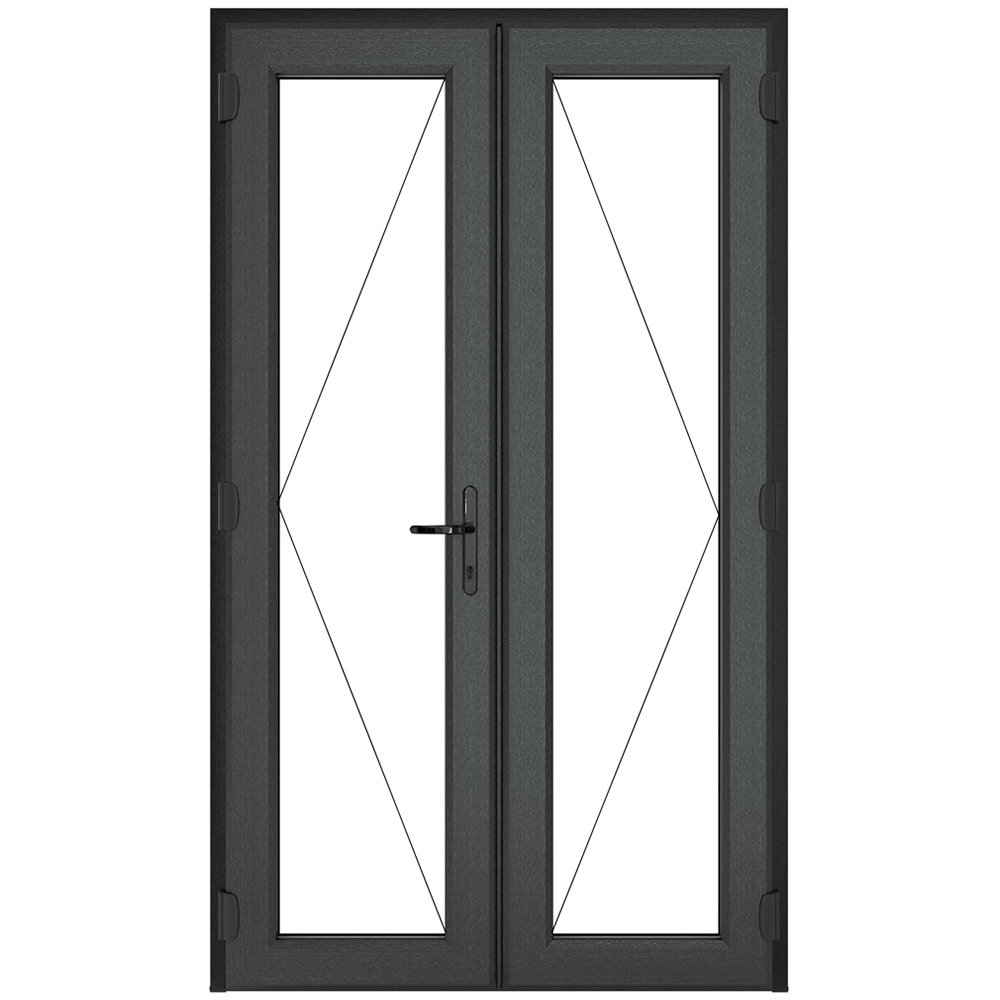 Crystal uPVC Triple Glazed French Door Left hand master Grey White Clear Glass 1290x2090mm Image 2