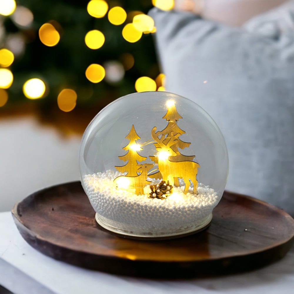 Xmas Haus Light Up Reindeer Snow Globe Image 3