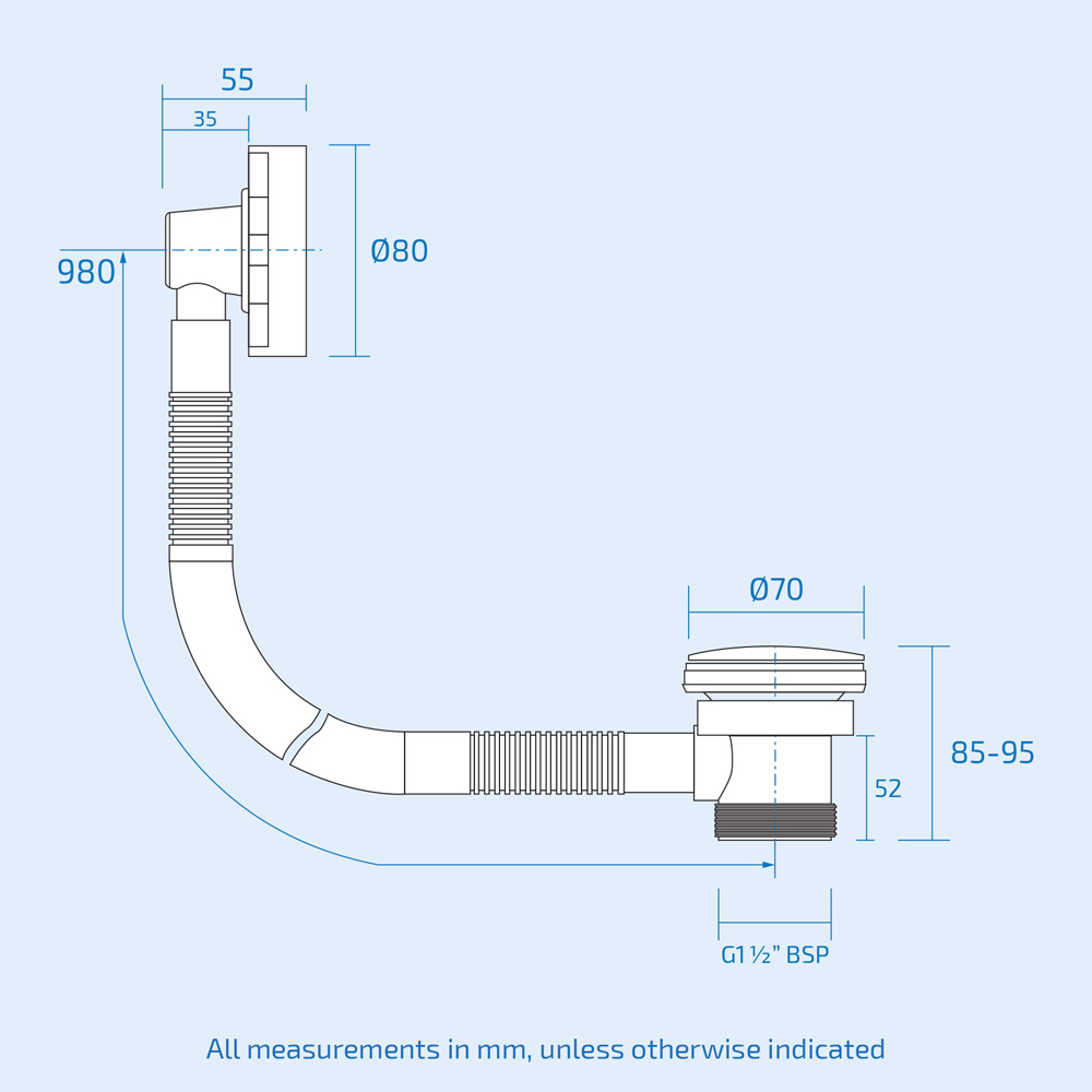 Nes Home Libra Matte Black Round Basin Tap and Bath Filler with Waste Set Image 6