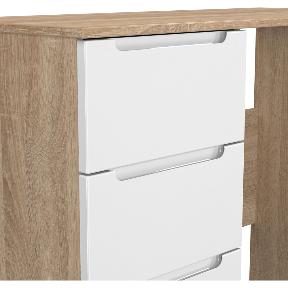 Crowndale Milan 3 Drawer White Gloss and Bardolino Oak Dressing Table Ready Assembled Image 7