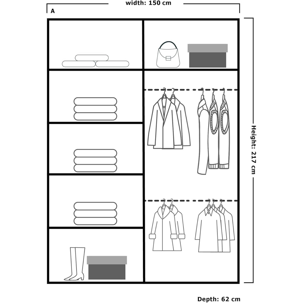 M N Furniture Modern 2 Door White Mirrored Sliding Wardrobe 150cm Image 6