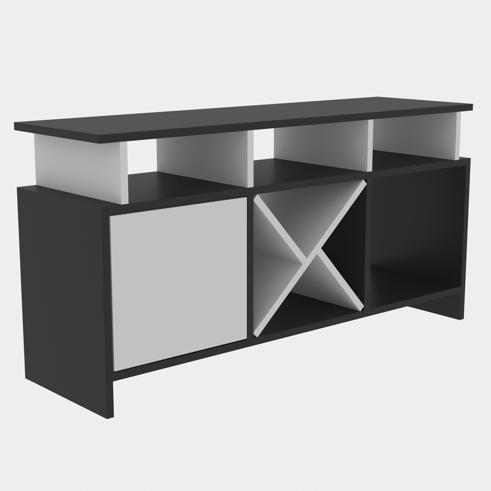 Decorotika Aurburn Single Door 8 Shelf Anthracite and White TV Unit Image 6