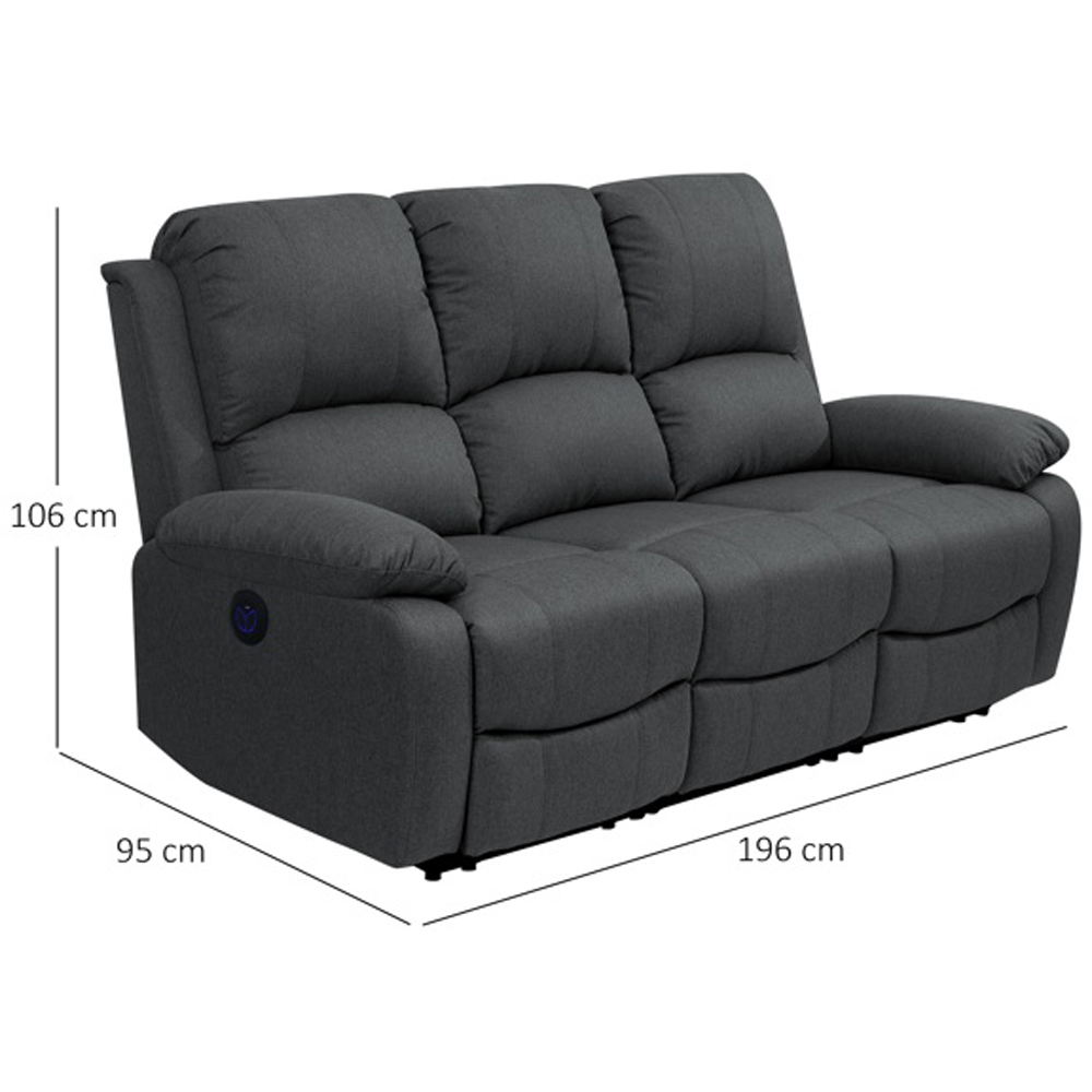 Comfy Living 5 Seater Dark Grey Linen Electric Recliner Sofa Set Image 9