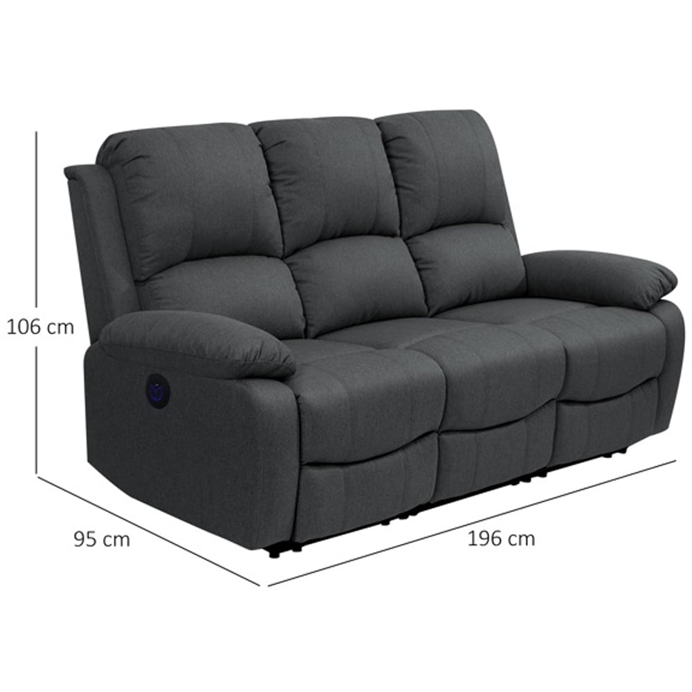 Comfy Living 6 Seater Dark Grey Linen Electric Recliner Sofa Set Image 9