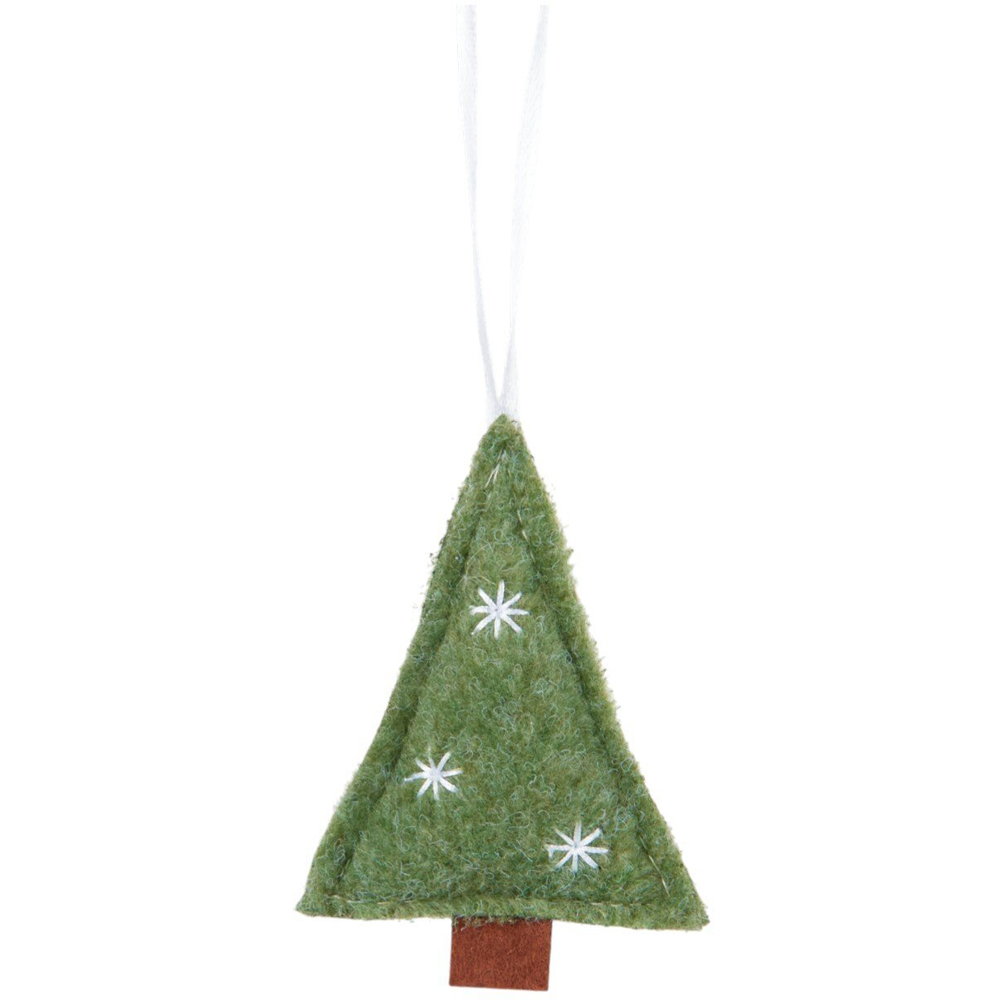 Set of 9 Hanging Felt Tree Decorations Green Image 3