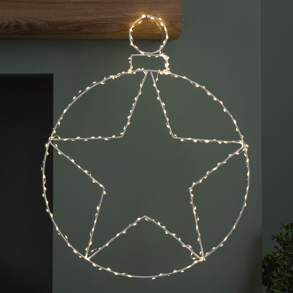Samuel Alexander Warm White LED Light Up Star Bauble Hanging Christmas Decoration Image 4
