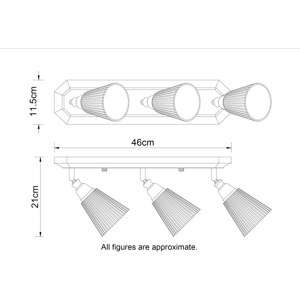 Cosylyte Leverton 3 Light Modern Ribbed Glass Spotlight Image 7