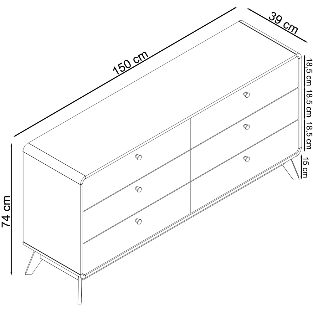 Loft24 Cassie 6 Drawer White Chest of Drawers Image 5