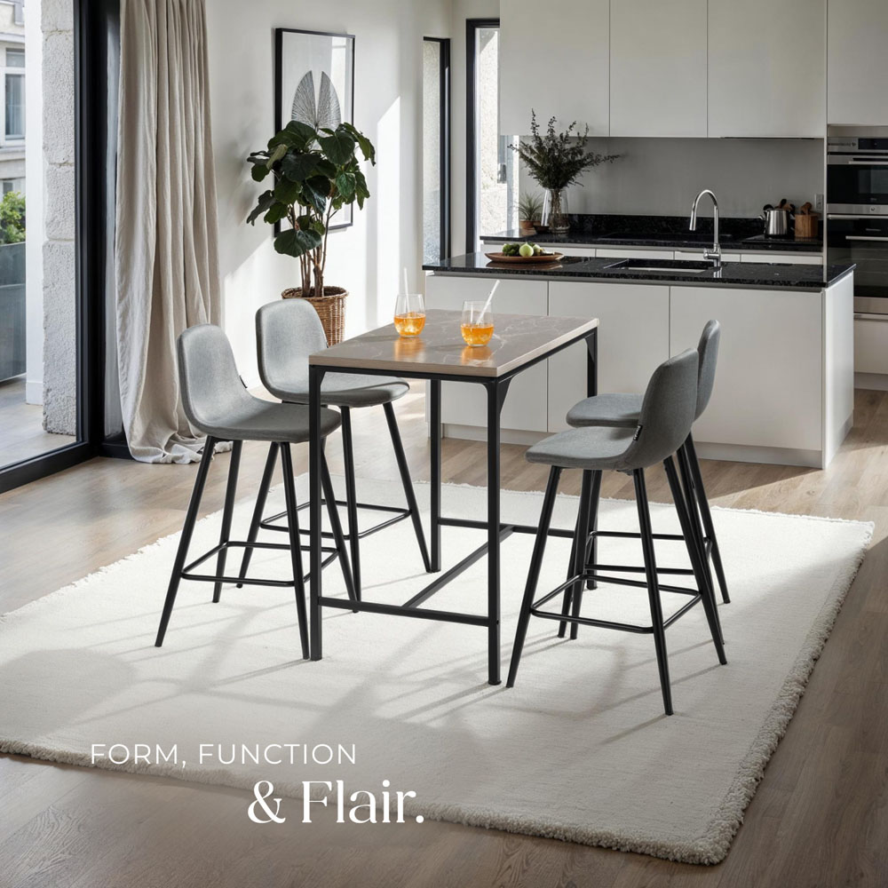 tectake Willow Woven Cover Bar Stool with Backrest Set of 2 Image 7