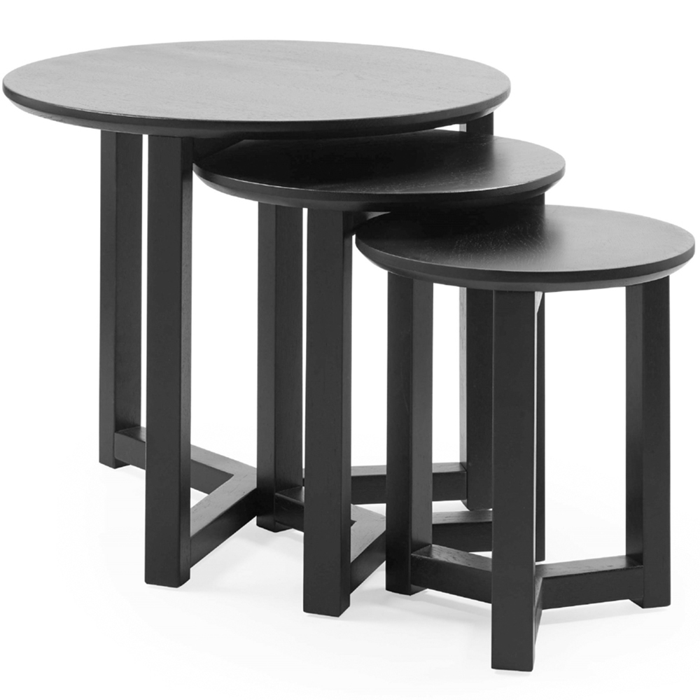 Julian Bowen Nidri Black Oak Nest of Tables Set of 3 Image 2
