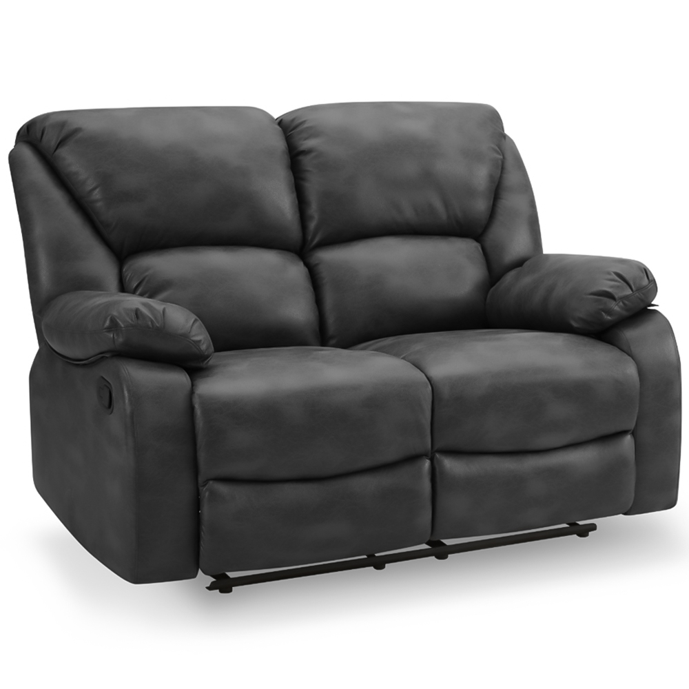 Home Detail Enoch 2 Seater Black Faux Leather Manual Recliner Sofa Image 2