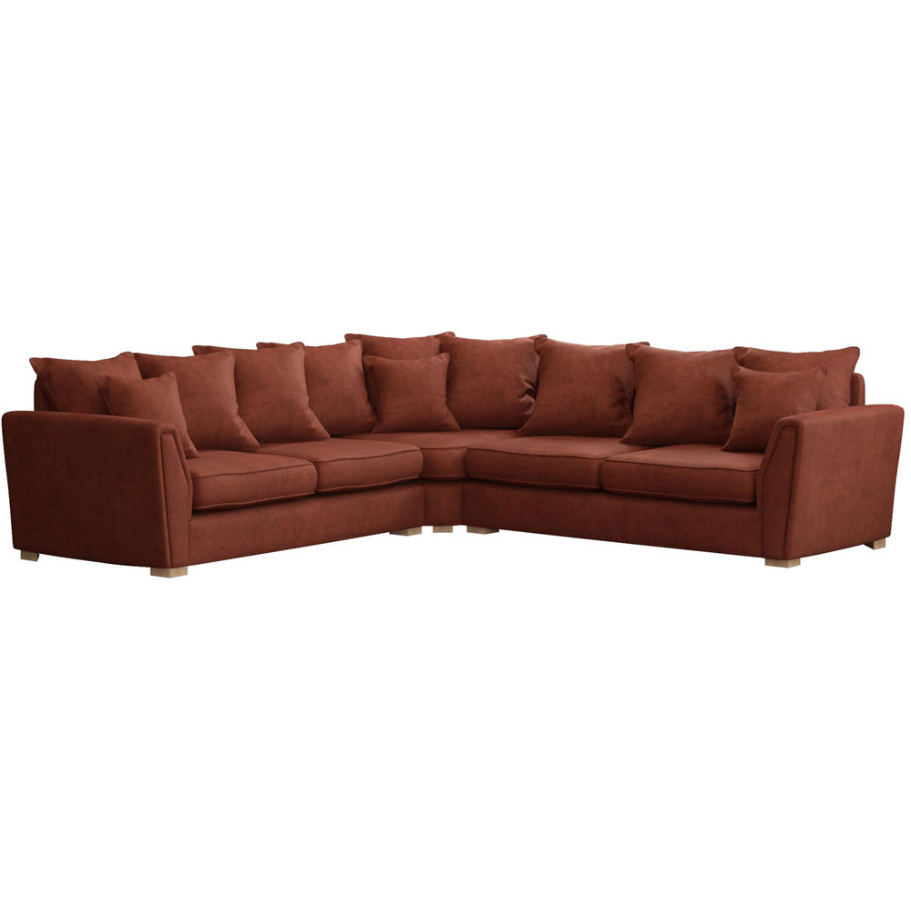 Wendleberry 4 Seater Marmalade Plush Velvet Scatter Back Corner Sofa Image 2