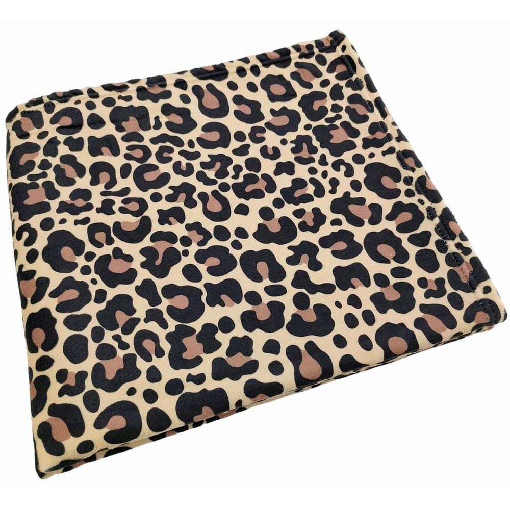 Leopard Print Rabbit Faux Fur Throw - Neutral Image 2