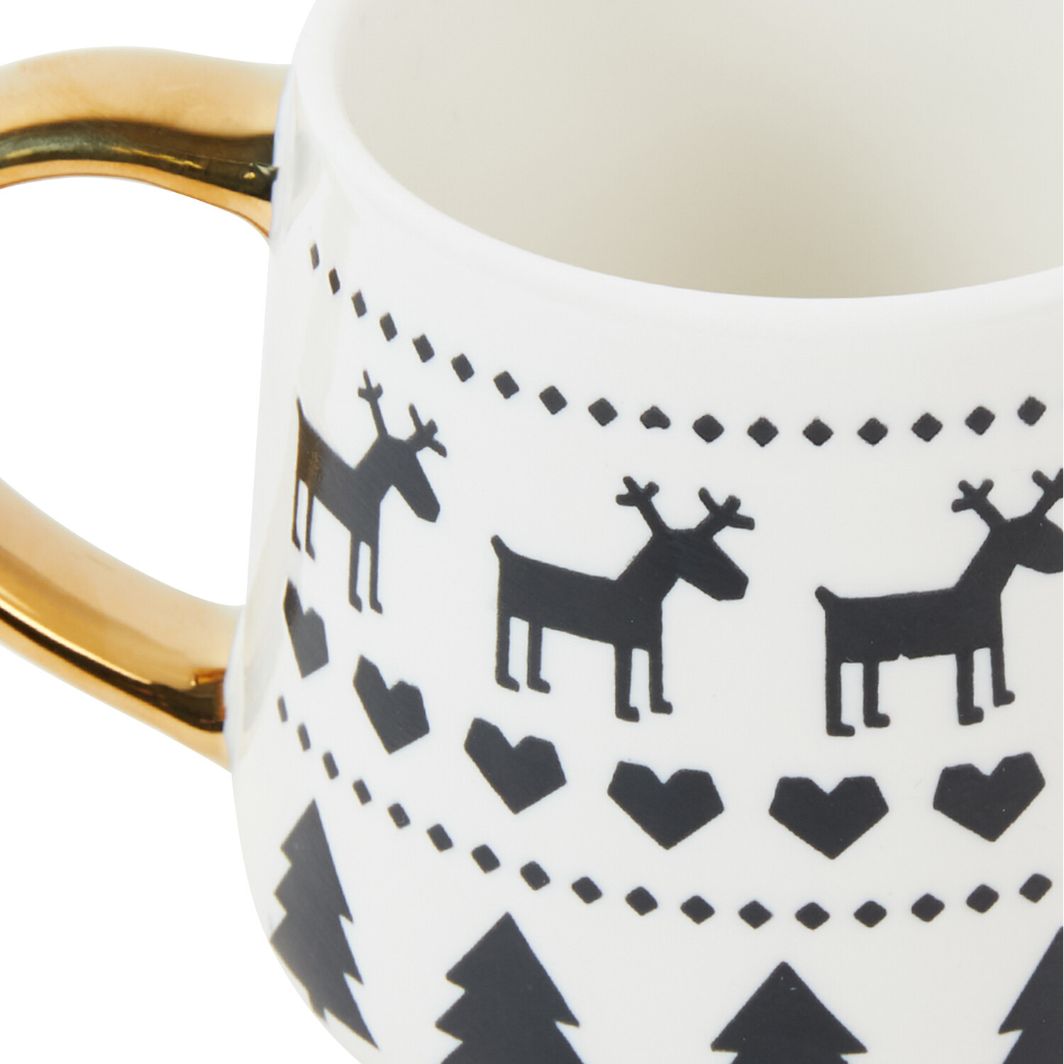 Reindeer Gold Handle Mug - White Image 2
