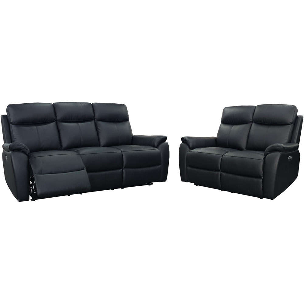 Aspire Kingsmere 5 Seater Black Leather Power Recliner Sofa Set Image 2
