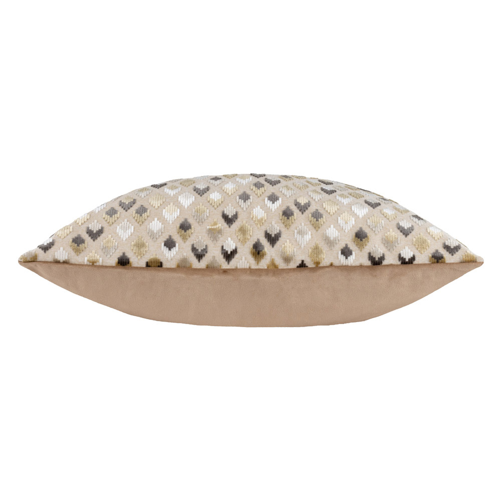 Paoletti Lexington Warm Taupe Velvet Jacquard Cushion Image 3