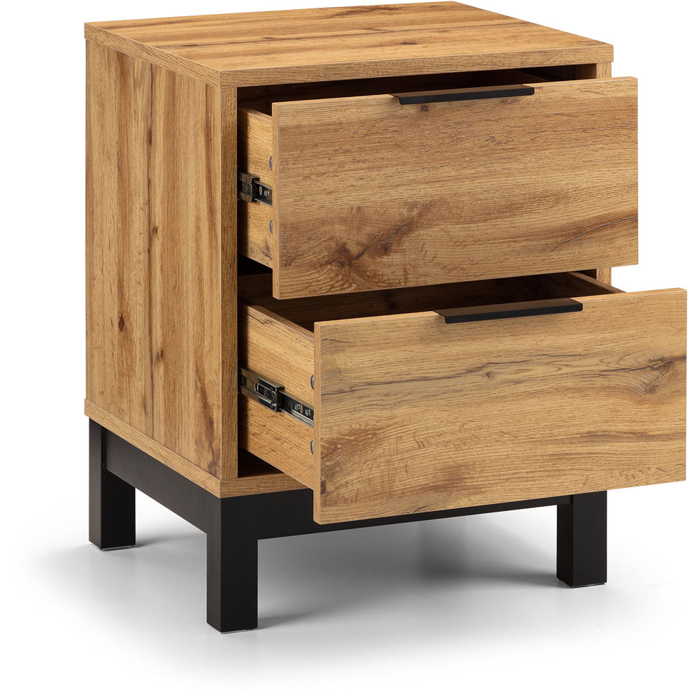 Julian Bowen Bali 2 Drawer Modern Oak Effect Bedside Table Image 4