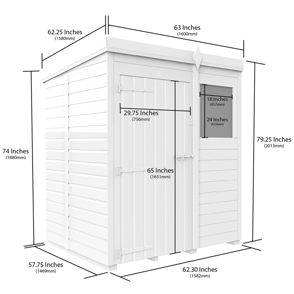 DIY Sheds 5 x 5ft Tongue and Groove Timber Pent Security Garden Shed Image 8