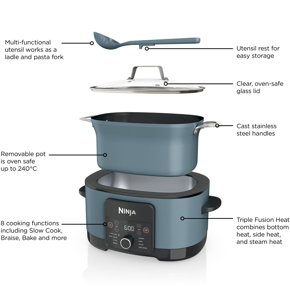 Ninja Foodi MC1001UK 8 in 1 Sea Salt Grey Possible Cooker 8L Slow Cooker Image 9