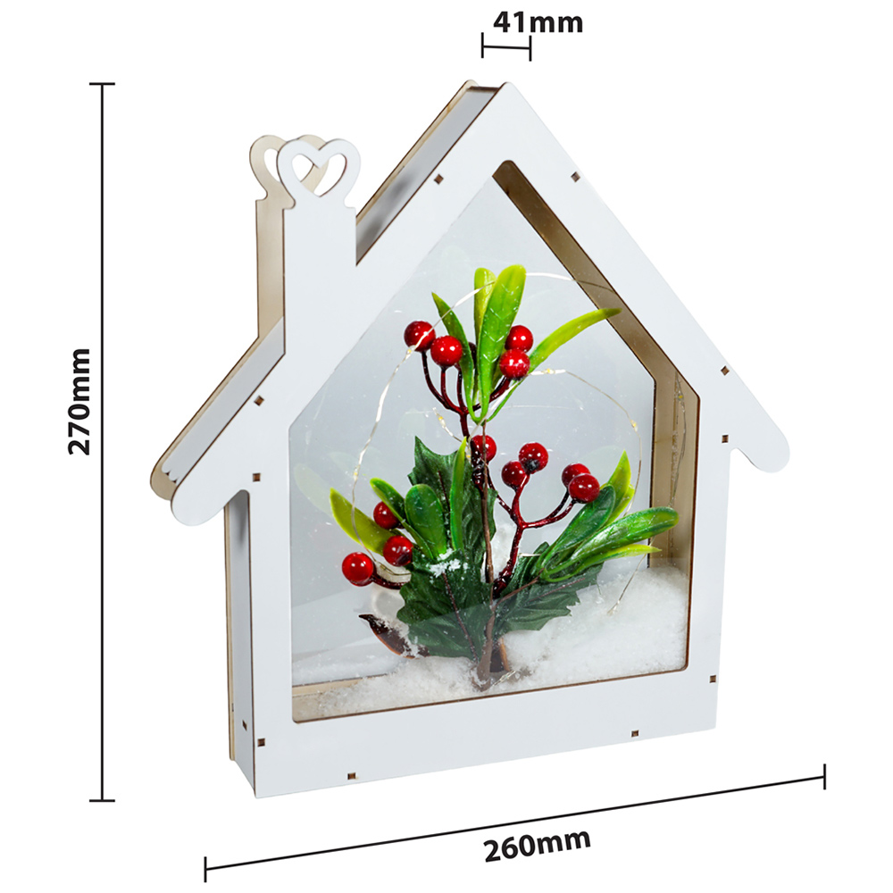 Xmas Haus Festive White Wooden Light Up Christmas House Image 4