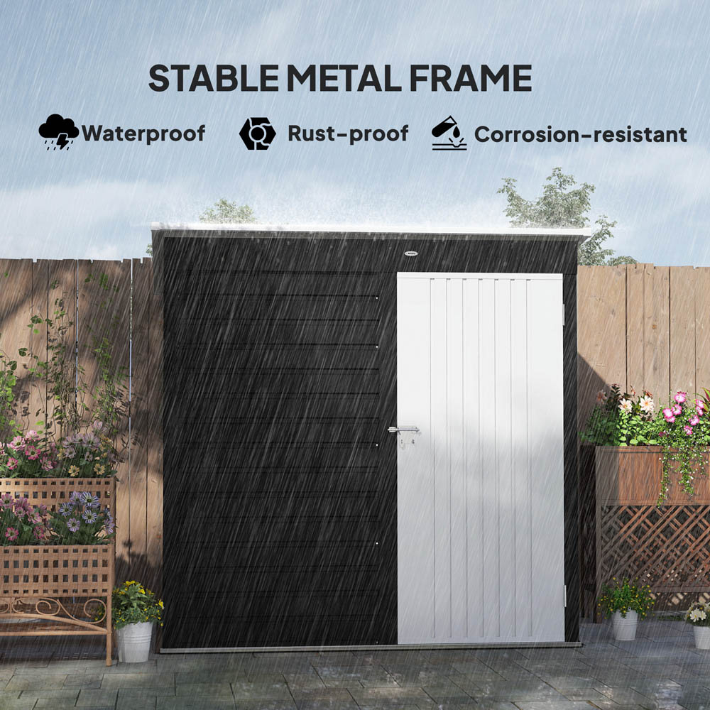 Outsunny 6.2 x 4ft Dark Grey Metal Garden Shed with Lockable Door and Gloves Image 7