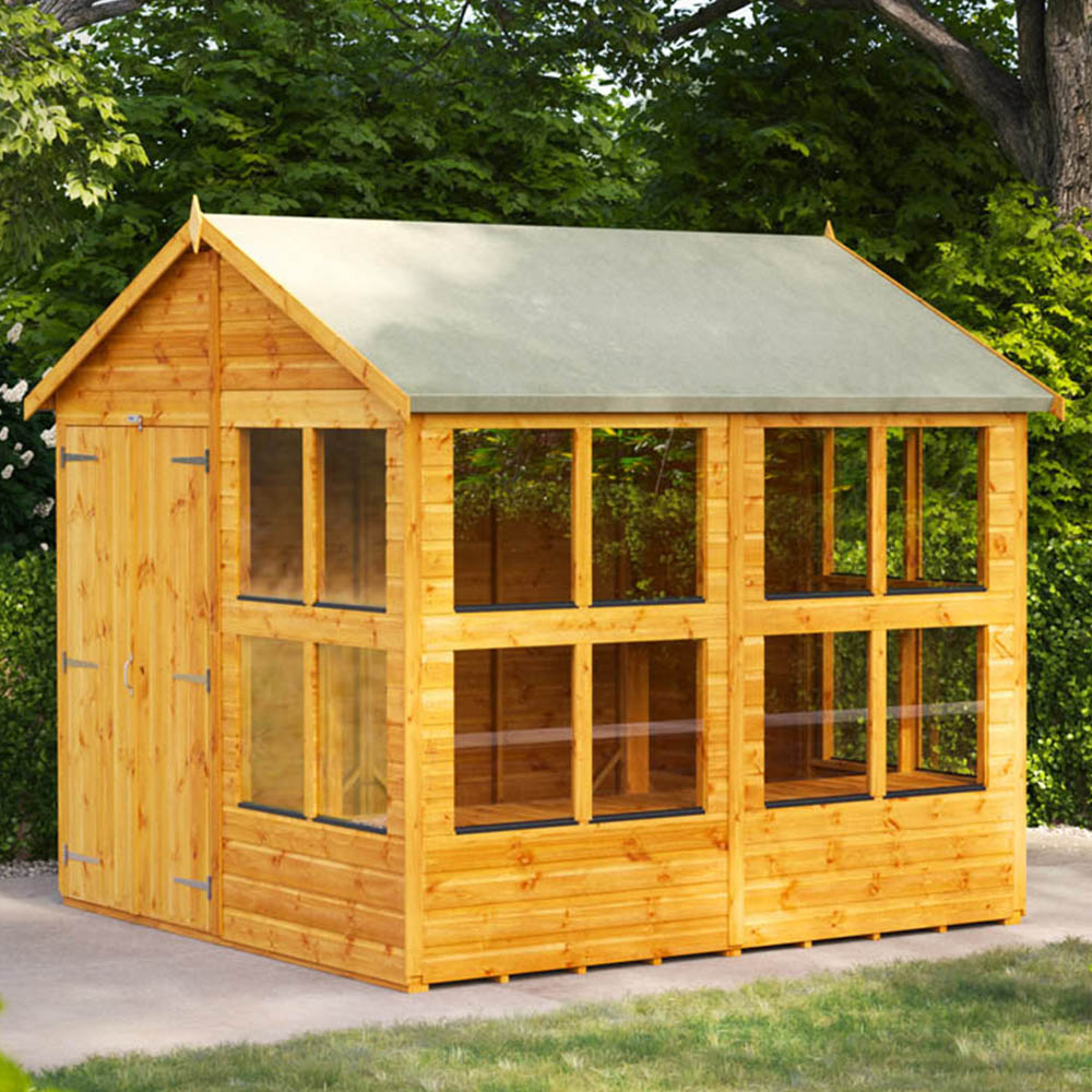 Power 8 x 8ft Apex Potting Shed with Double Doors Image 2