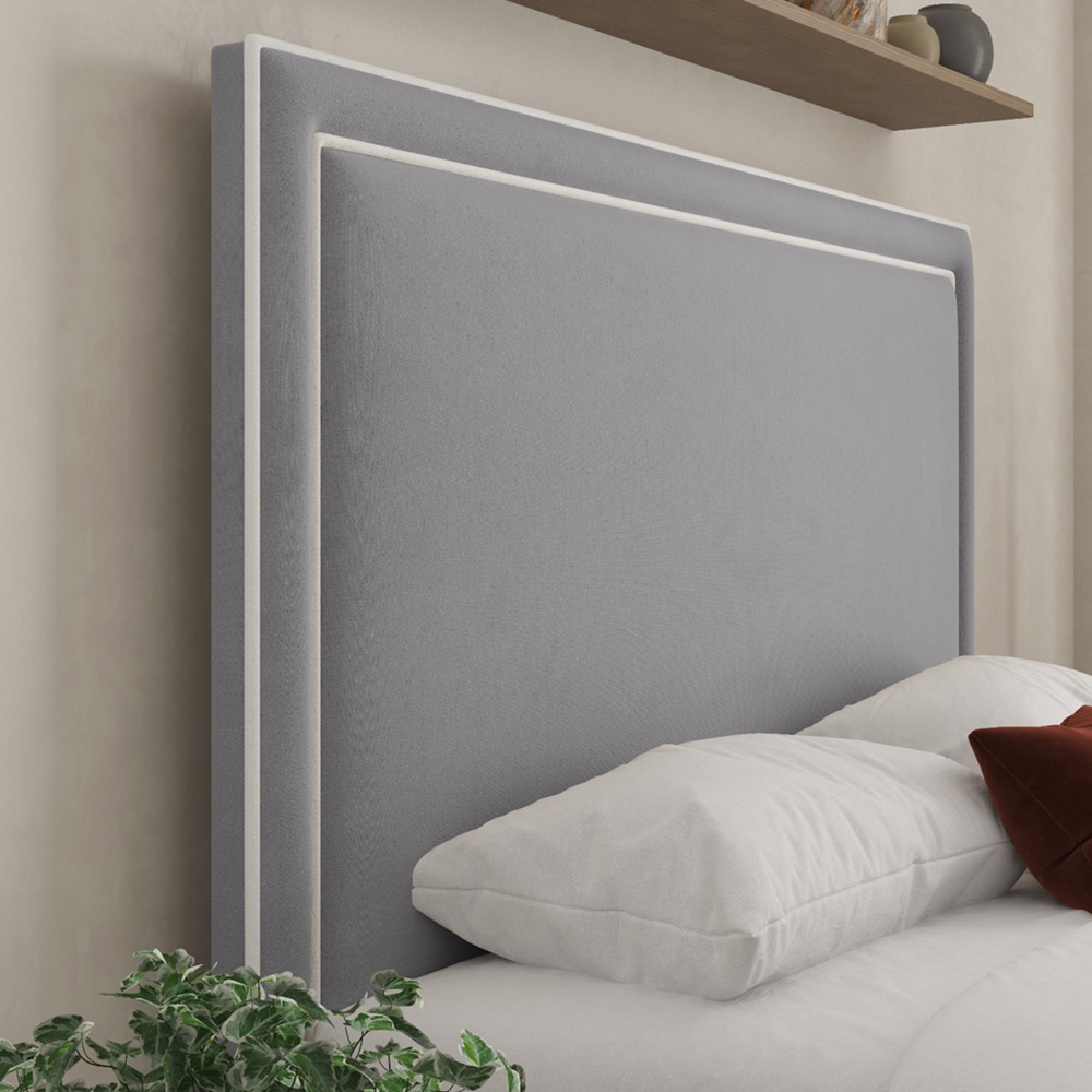 DS Living Verona Super King Size Plush Grey Piping Bed Frame Image 2