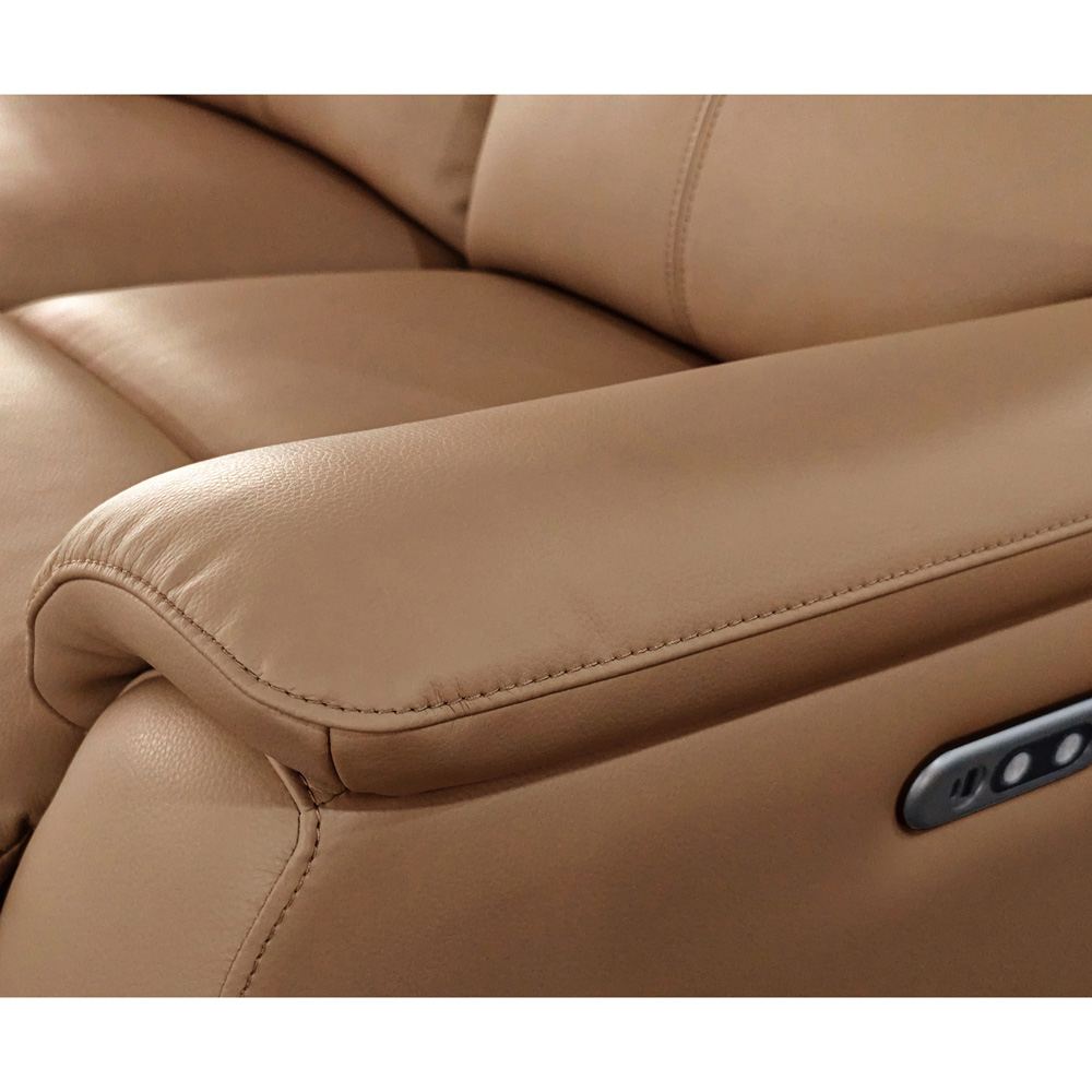 Aspire Kingsmere 3 Seater Tan Leather Power Recliner Sofa Image 5