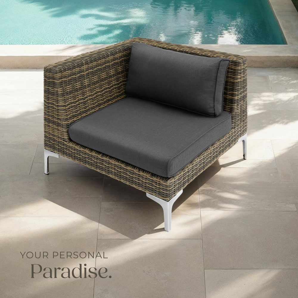 tectake Villanova Rattan Right Corner Garden Chair with Cushion Image 8