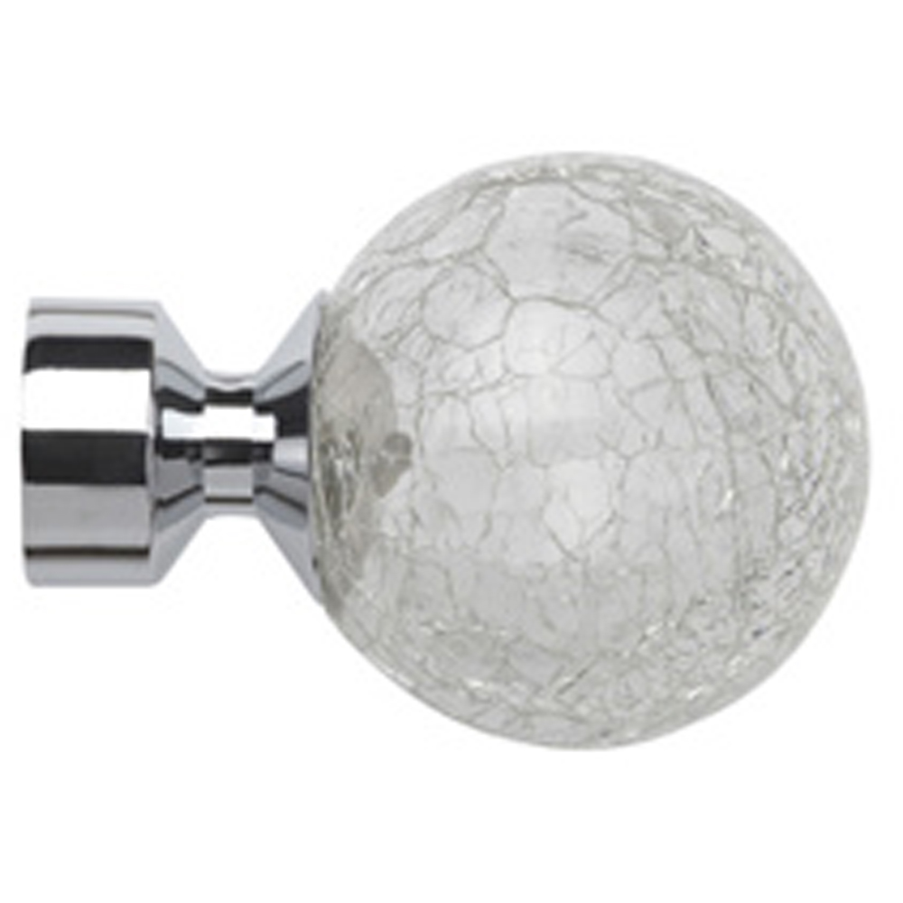 New Edge Blinds 260cm Fixed Length Chrome Eyelet Metal Curtain Pole Set with Crash Finial Image 2