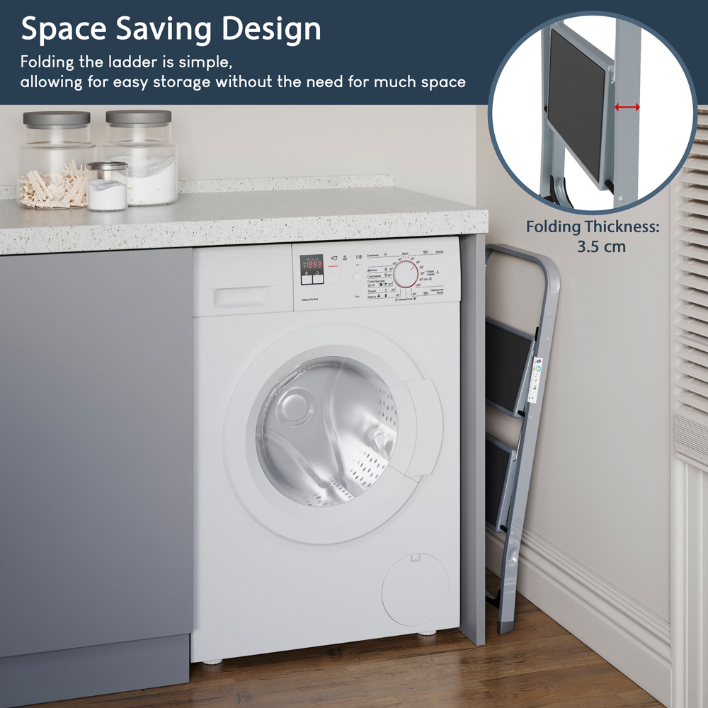 Home Vida Grey 2 Step Anti Slip Mat Ladder Image 5